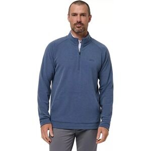 TravisMathew Men's Performance Waffle Golf 1/4 Zip Bering Sea Blue Size Large